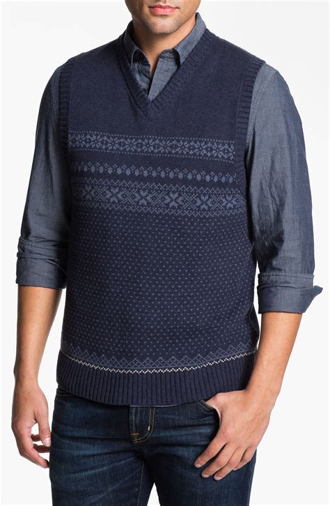 Wallin And Bros Fair Isle Vneck Sweater Vest In Blue For Men Navy Lyst