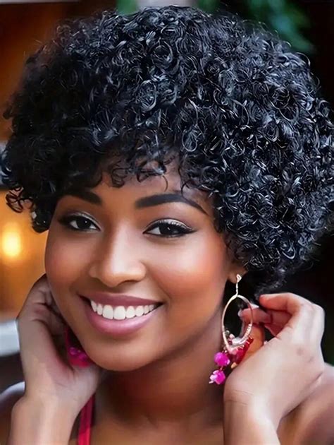 Short Kinky Curly Wig 6 Inch Short Pixie Bob Cut Human Hair Wigs With