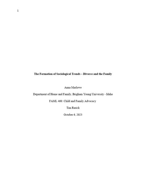 the formation of sociological trends | PDF | Family | Divorce