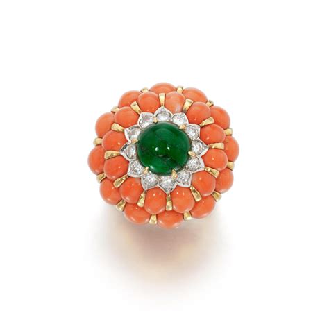 Emerald Coral And Diamond Ring 1960s Iconic Jewels Her Sense Of Style Jewelry Sotheby S