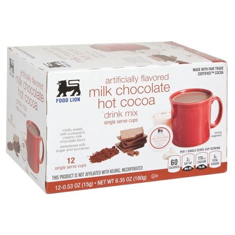 Food Lion Milk Chocolate Hot Cocoa Single Serve Cups 12 Cup 12 Ct