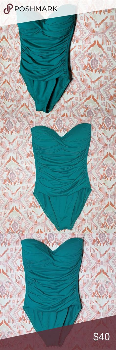 La Blanca Size 8 Teal Strapless Ruched One Piece La Blanca Strapless Ruched One Piece Euc No