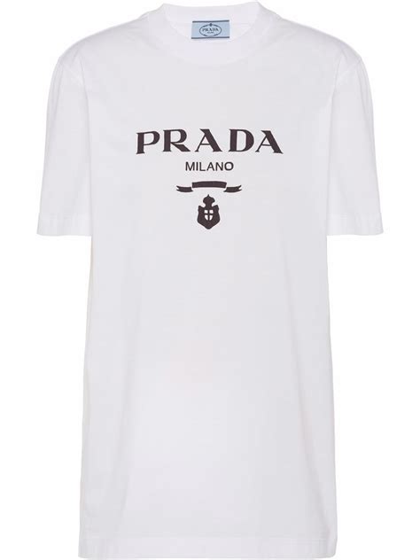 Prada Logo Embroidered Jersey T Shirt Farfetch