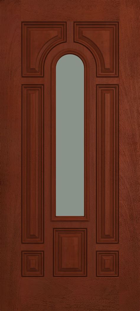 Elegant Fiberglass Exterior Doors With Mahogany Center View Arch