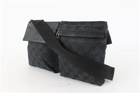 Gucci Black Monogram Gg Belt Bag Fanny Pack Waist Pouch 105g5 At