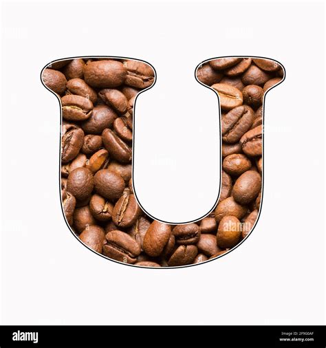 U Letter Of The Alphabet Coffee Beans Background Coffea Stock Photo