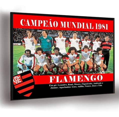 Quadro Poster Flamengo Campeão Mundial 1981 45x35cm Parcelamento sem