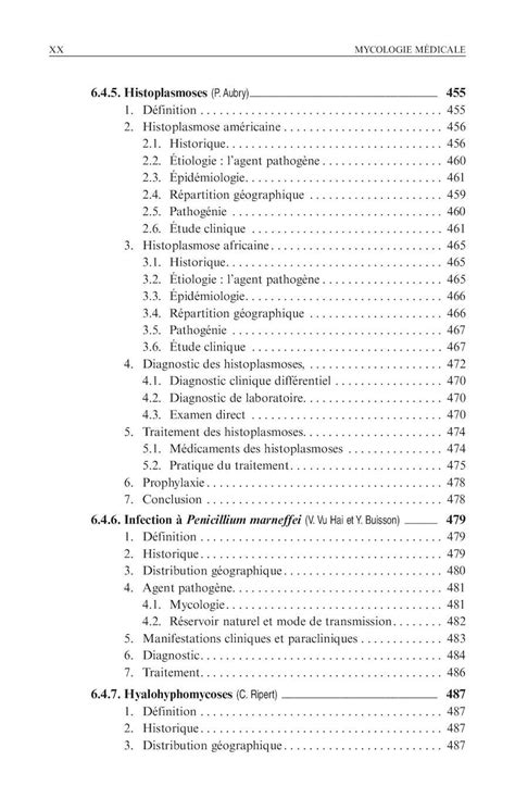 Mycologie M Dicale Ripert Pr Face Liste Des Auteurs Table Des