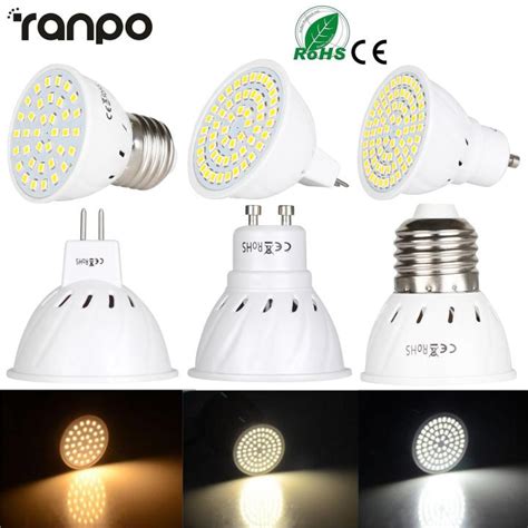 RANPO E27 GU10 MR16 LED Spot Light Bulbs 7W AC 220V 230V Lamps Ultra