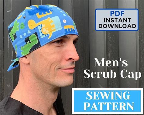 Surgical Cap SEWING PATTERN No Elastic PDF Mens Scrub Cap Sewing