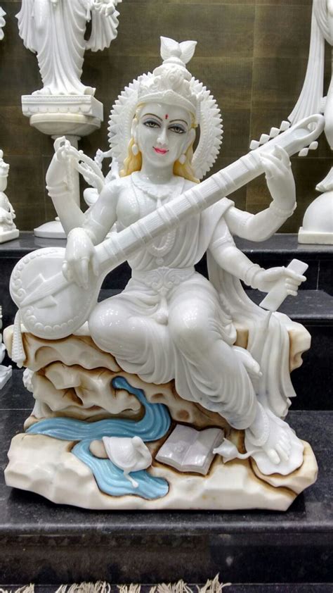 White Marble Saraswati Mata Statue