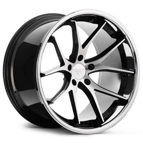 20 Staggered Ferrada Wheels Fr2 Black Machined With Chrome Lip Rims