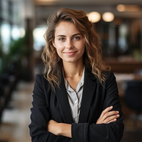 Premium Photo Confident Female Entrepreneur Standing With Arms