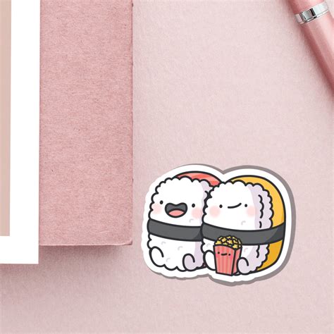 Cute Sushi Vinyl Sticker Kawaii Sushi Stickers Cute Vinyl Etsy