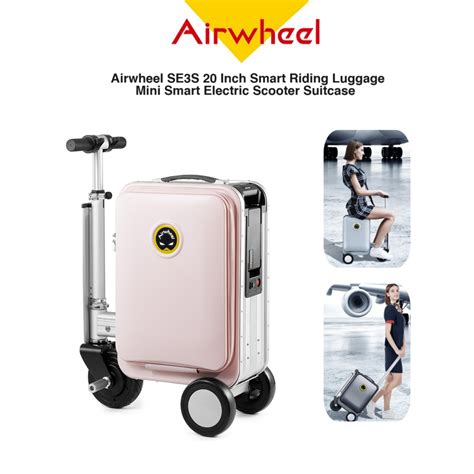 Airwheel Se3s 20 Inch Smart Riding Luggage Mini Smart Electric Scooter Suitcase 13km H Removable