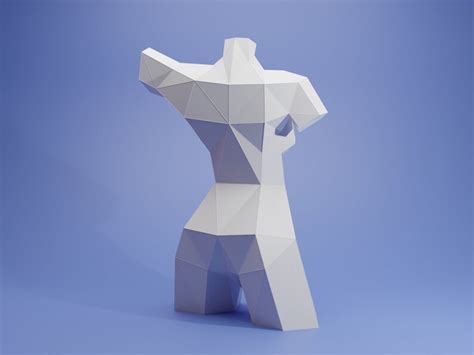 Woman Torso Venus Low Poly Papercraft Template Sculpture Origami Female Asaro Pdf Pattern A4 And