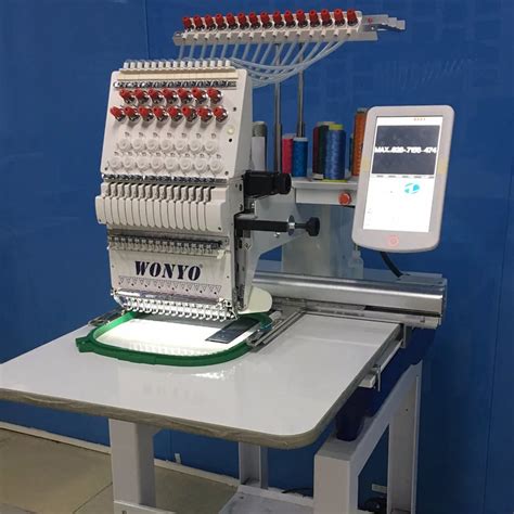 Cap And T Shirt Computer Embroidery Machine Wonyo 12 Needles Single