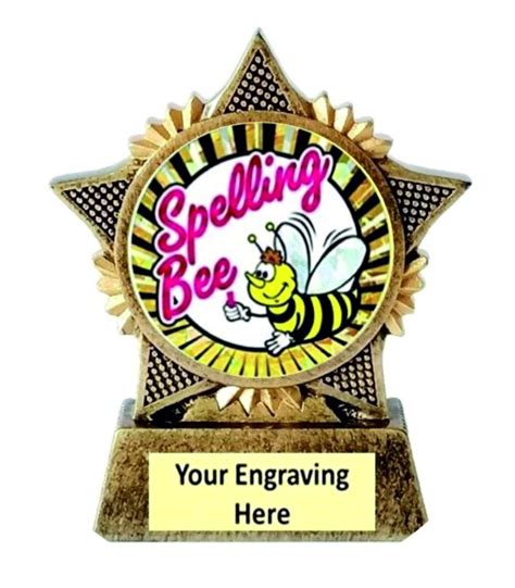 Spelling Bee Star Trophy Award Mm Antique Gold Resin A Trophy