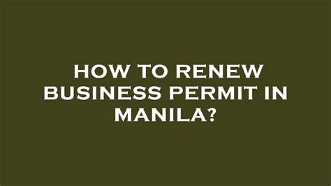 How To Renew Business Permit In Manila Youtube