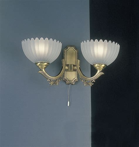 Brass Wall Sconce With Frosted Glass 2 Lights Facing Upward Reccagni Store