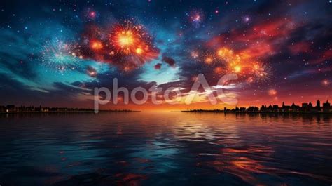 綺麗な夜空に打ち上がる花火 No 27150410｜写真素材なら「写真ac」無料（フリー）ダウンロードok