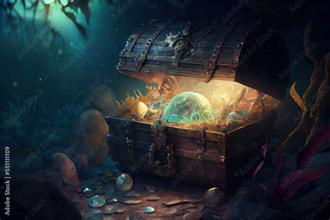 a pirate treasure under the sea. Stock Illustration | Adobe Stock