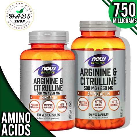 Arginine And Citrulline Now Foods Sports Mg Mg And Veg