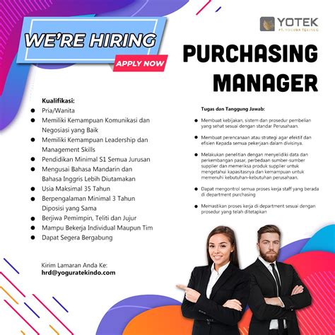 Lowongan Pekerjaan Purchasing Manager