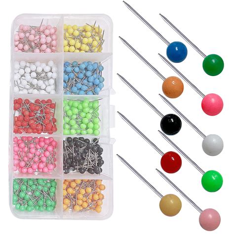 Buy 500 Pieces Push Pins Travel Tacks Plastic Round Beads Head Tacks ...