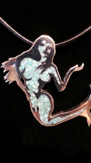 Mermaid necklace made from german silver and turquoise inlay. Delmargifts. We can ship ...