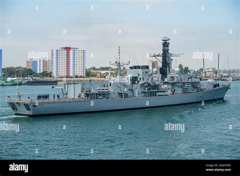 The Royal Navy Type 23 frigate HMS Portland (F79) arrived at Portsmouth, UK on the 16th June ...