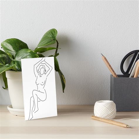 One Line Naked Woman Art Board Print By Liaemilia Redbubble