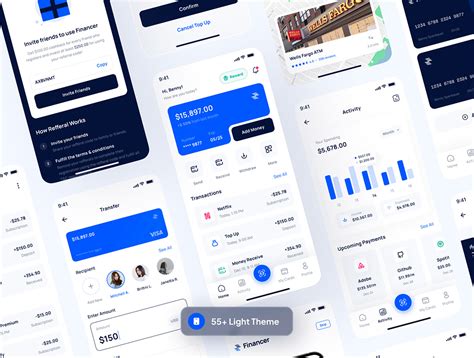 Financer Financial Digital Wallet App UI Kit 55屏国外第三方支付金融数字钱包app用户