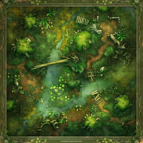 Swamp Ruins Midsummer Version Battlemaps Fantasy Map Dungeon Maps