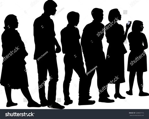 Full Length Silhouette People Standing Line Stock Vector (Royalty Free ...