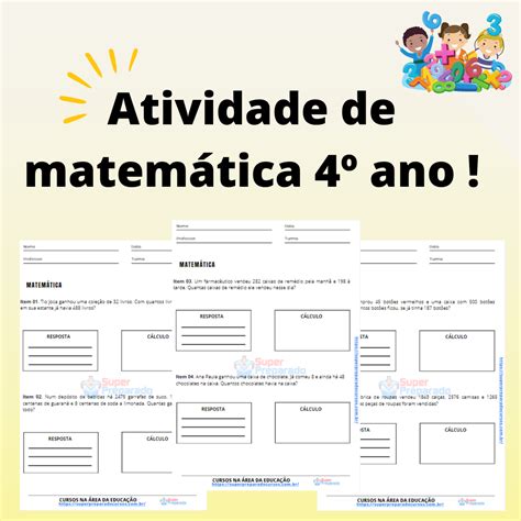 Atividades De Matemática Para 4º Ano Atividades Pedagógicas