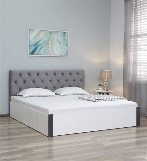 King Size Bed in Frosty White Finish with Hydraulic Storage