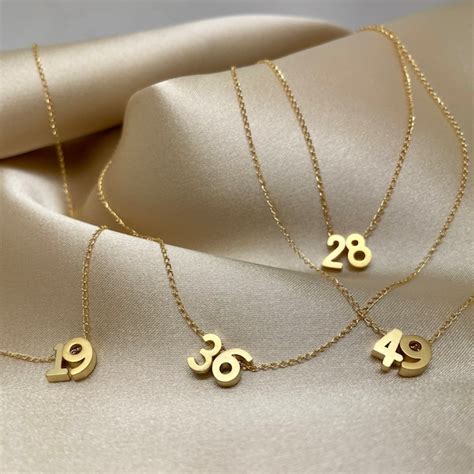 Number Charms Gold Necklace Etsy