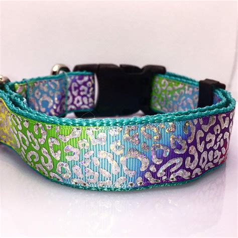 Holographic Leopard Print Dog Collar Etsy