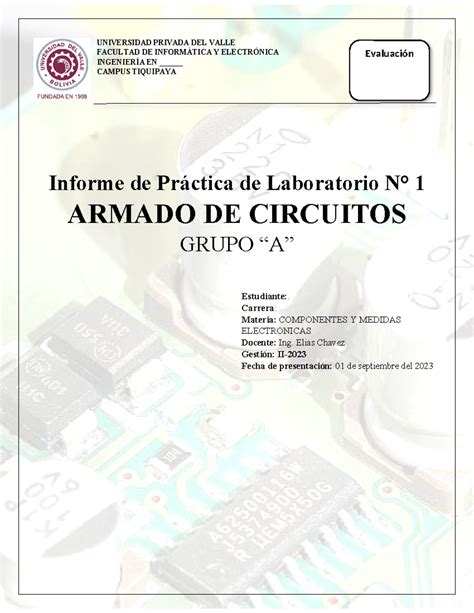 Informe DE Laboratorio 1 Componentes 1 UNIVERSIDAD PRIVADA DEL VALLE