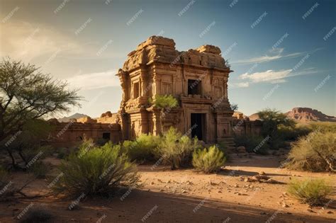 Premium Photo | Ancient temple structure in desert landscape