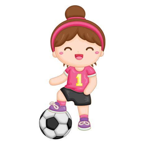 Little Girl Playing Soccer Clip Art