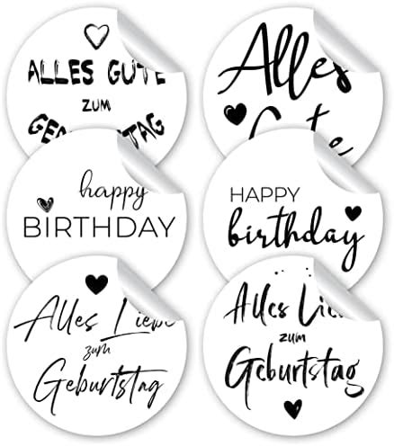 24 Aufkleber für den Geburtstag White Edition Happy Birthday Alles