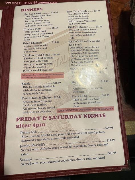 Menu At Mels Diner Pub Bar Jackson