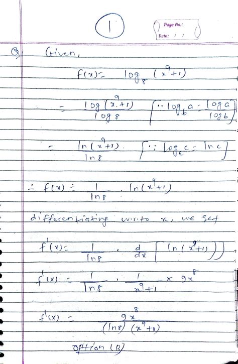 [solved] Differentiate F X Log X 9x O A X4 1 8 9x O B In