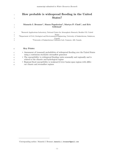 (PDF) How Probable Is Widespread Flooding in the United States?