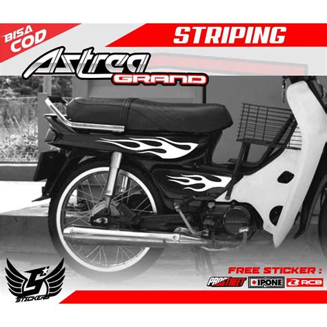 Jual STRIPING VARIASI MOTOR HONDA ASTREA GRAND DESAIN API STIKER LIST