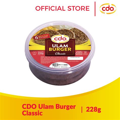 Cdo Ulam Burger Classic Regular 228g Shopee Philippines