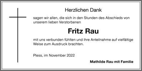 Traueranzeigen Von Fritz Rau Allg Uer Zeitung