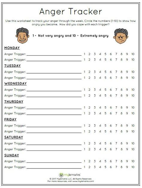 Printable Identifying Triggers Worksheets